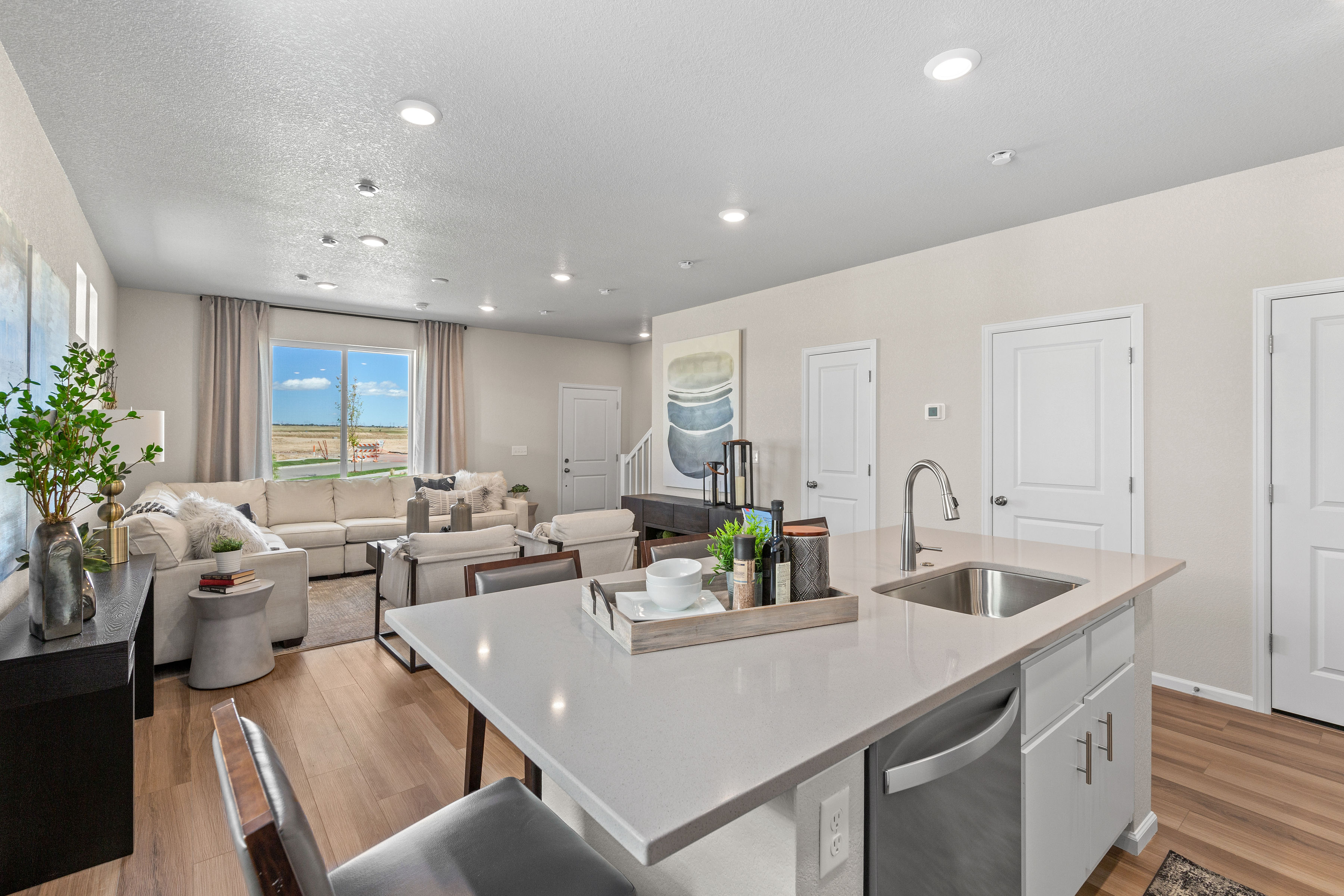 Plateau Kitchen Island View to Great Room