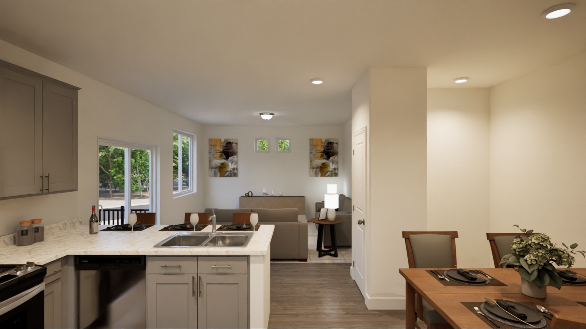 Tilbury Coach House Kitchen and Living Room